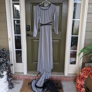 Handmade Halloween Costume dress Witch gothic SM / MD gray with hat